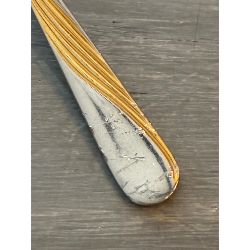 Mirella 18/10 Stainless Steel Gold Swirl Teaspoons and Sugar Spoon Set of 8